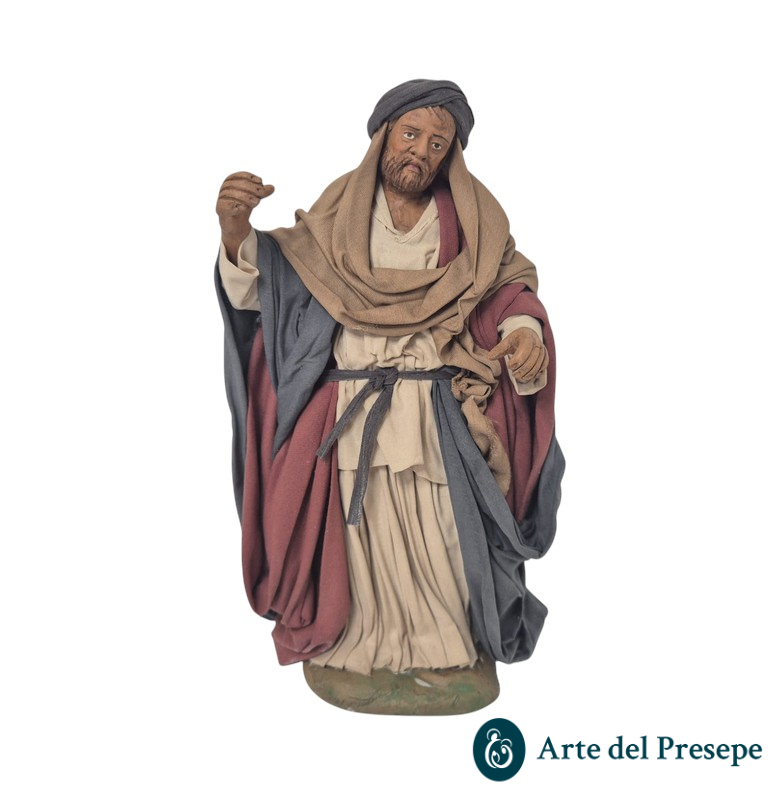 San Giuseppe da 20cm in Terracotta vestiti in Stoffa 281/26