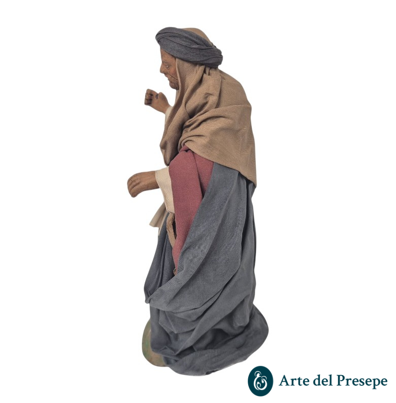 San Giuseppe da 20cm in Terracotta vestiti in Stoffa 281/26 - immagine 4