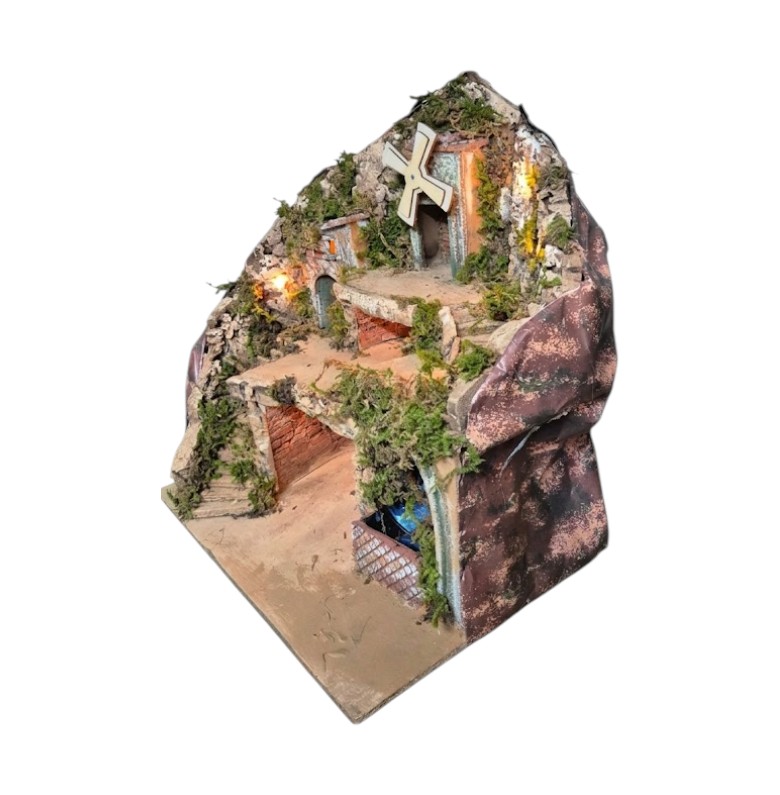 Presepe per pastori da 10/8/6 con Cascata-Mulino e luci A/526 - immagine 4
