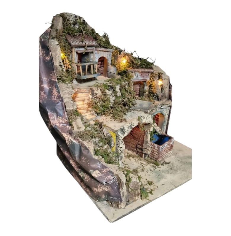 Presepe per pastori da 8/6cm con Cascata e luci A/1026 - immagine 2