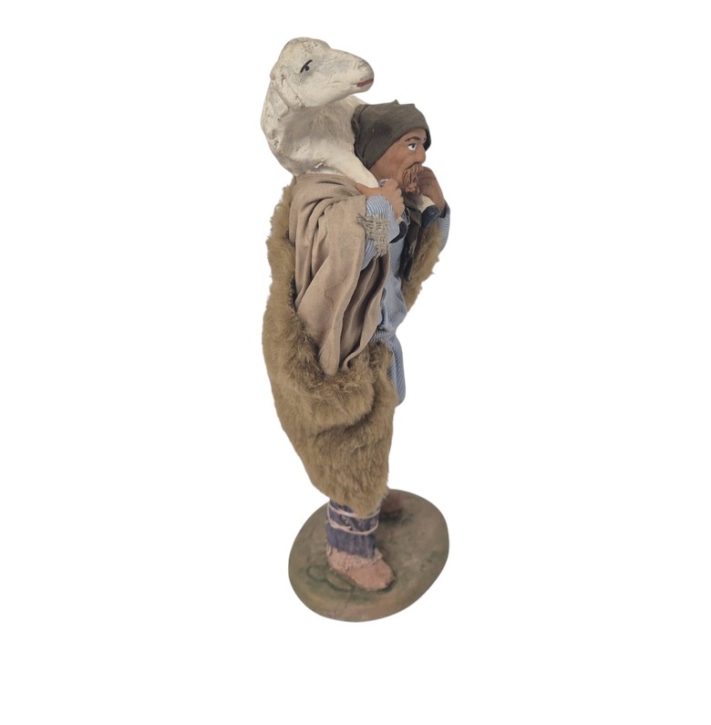 Buon Pastore in Terracotta da 20cm vestiti in Stoffa 285/26 - immagine 3